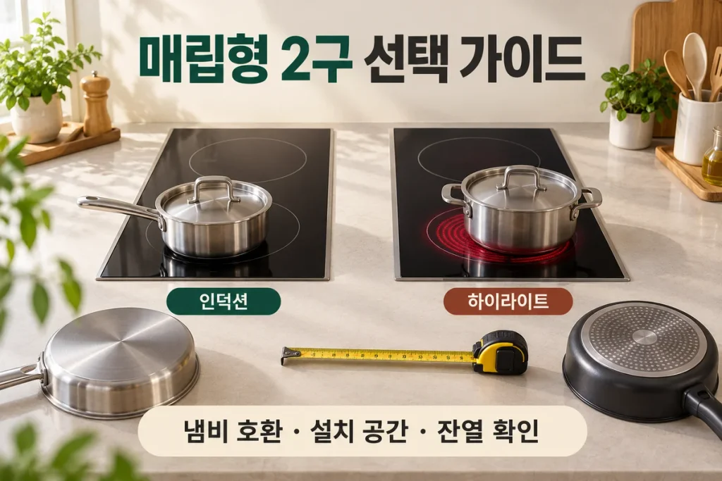 매립형 2구 인덕션·하이라이트 비교, 나비엔 5만원 차이와 냄비 선택