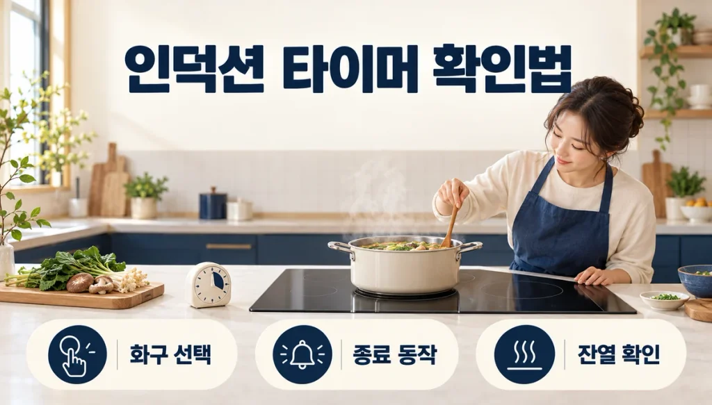 인덕션 타이머 사용법, 화구별 설정·취소·종료 후 확인할 것